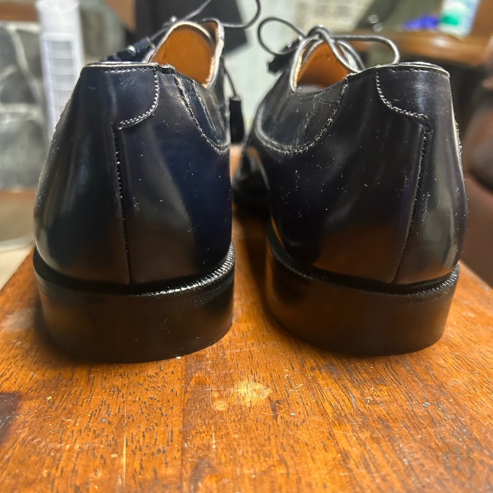 Paola De Marco Navy Blue Croc-Embossed Leather Oxford Dress Shoes – Men’s - Picture 2 of 4